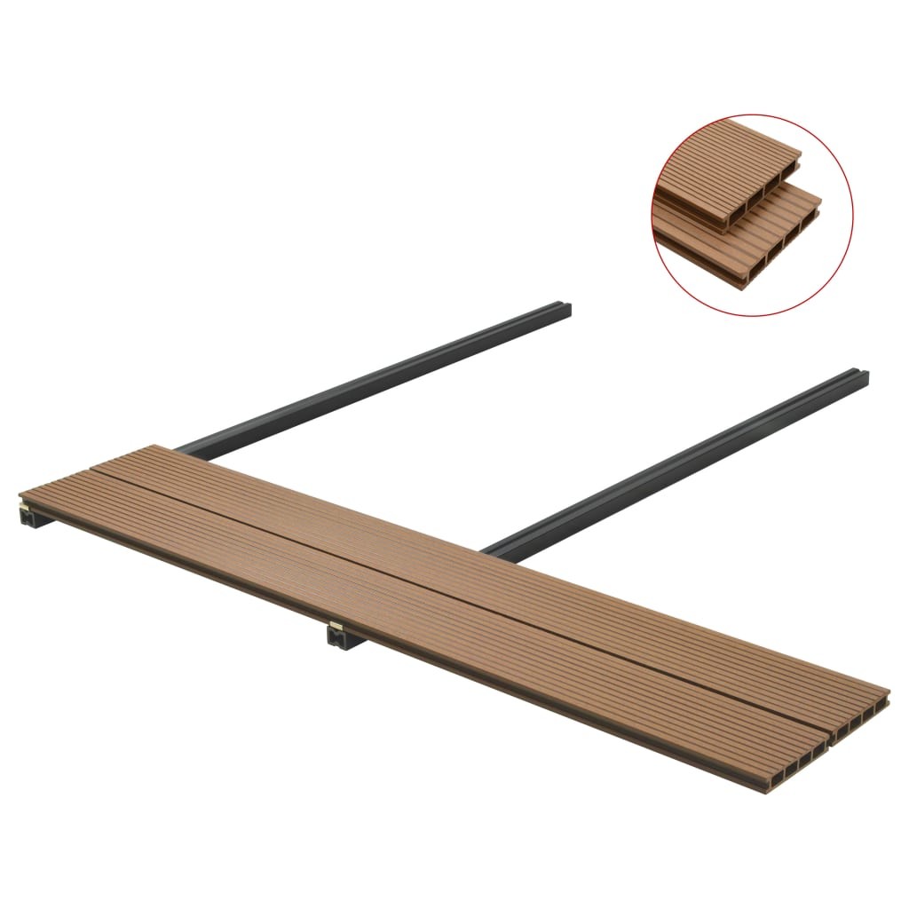 WPC Hollow Decking Boards with Accessories 15 m² 4 m Teak